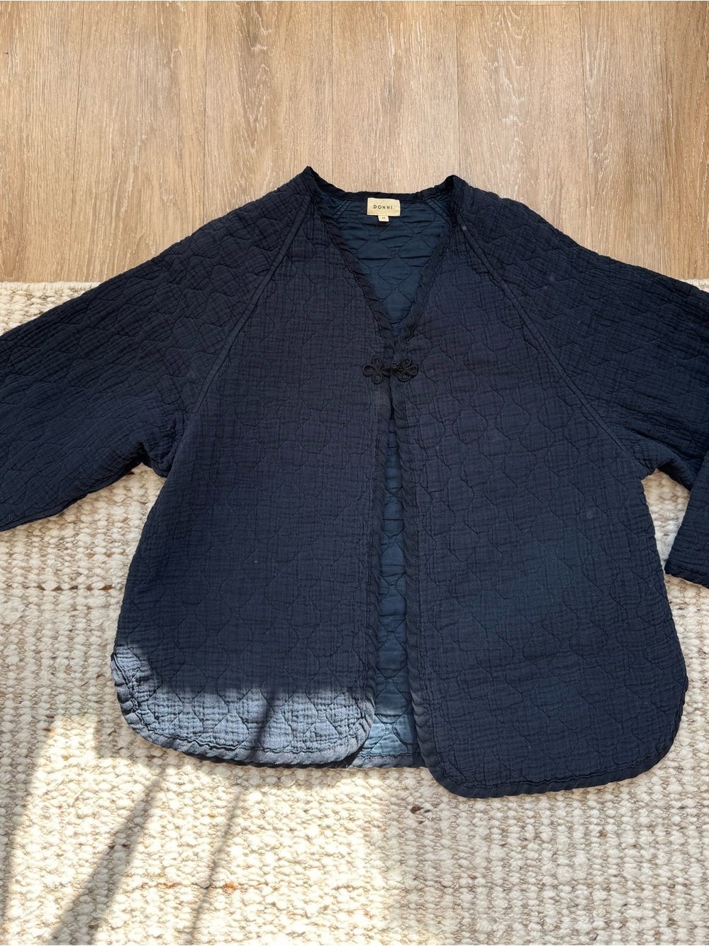 DONNI. The Quilted Jacket Navy Blue XS Oversized Button